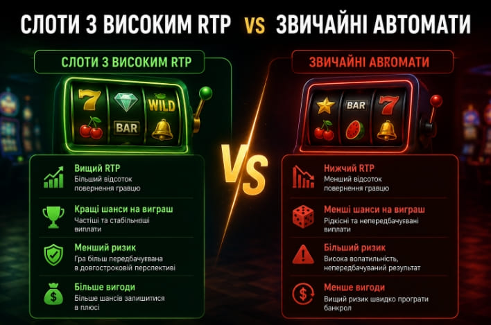 Слоти з високим RTP vs звичайні автомати
