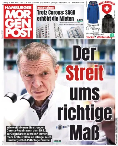 Перша сторінка Hamburger Morgenpost від 3.04.2020