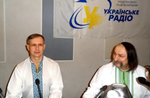 Ігор Каганець і Віталій Опанащук у студії УР-3 (радіо Культура)