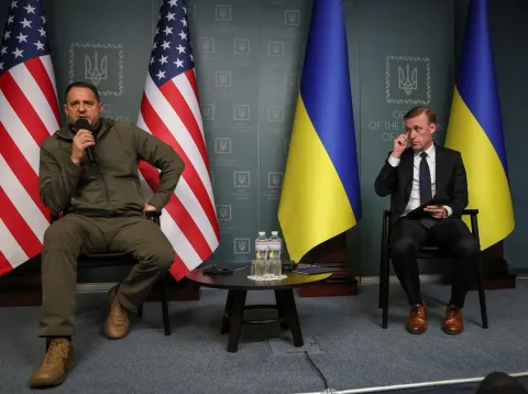 Радник президента США з національної безпеки Джейк Салліван (праворуч на фото) і Андрій Єрмак. Фото: Reuters