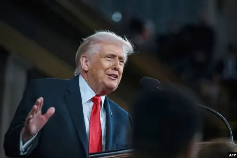 Президент США Дональд Трамп під час свого щорічного звернення. Вашингтон, 24 лютого 2026 року