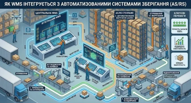 Як WMS інтегрується з автоматизованими системами зберігання